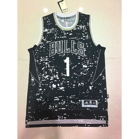 Camiseta Luces De La Ciudad Chicago Bulls Derrick Rose #1 Negro